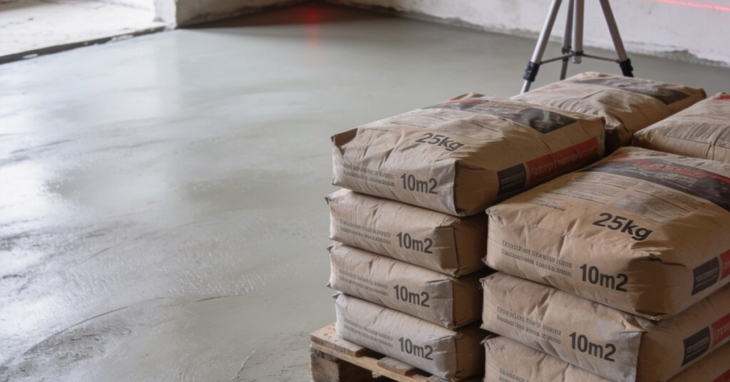 Ile worków wylewki na 10m2? Oblicz gotowy beton 25 kg na m2 wylewki